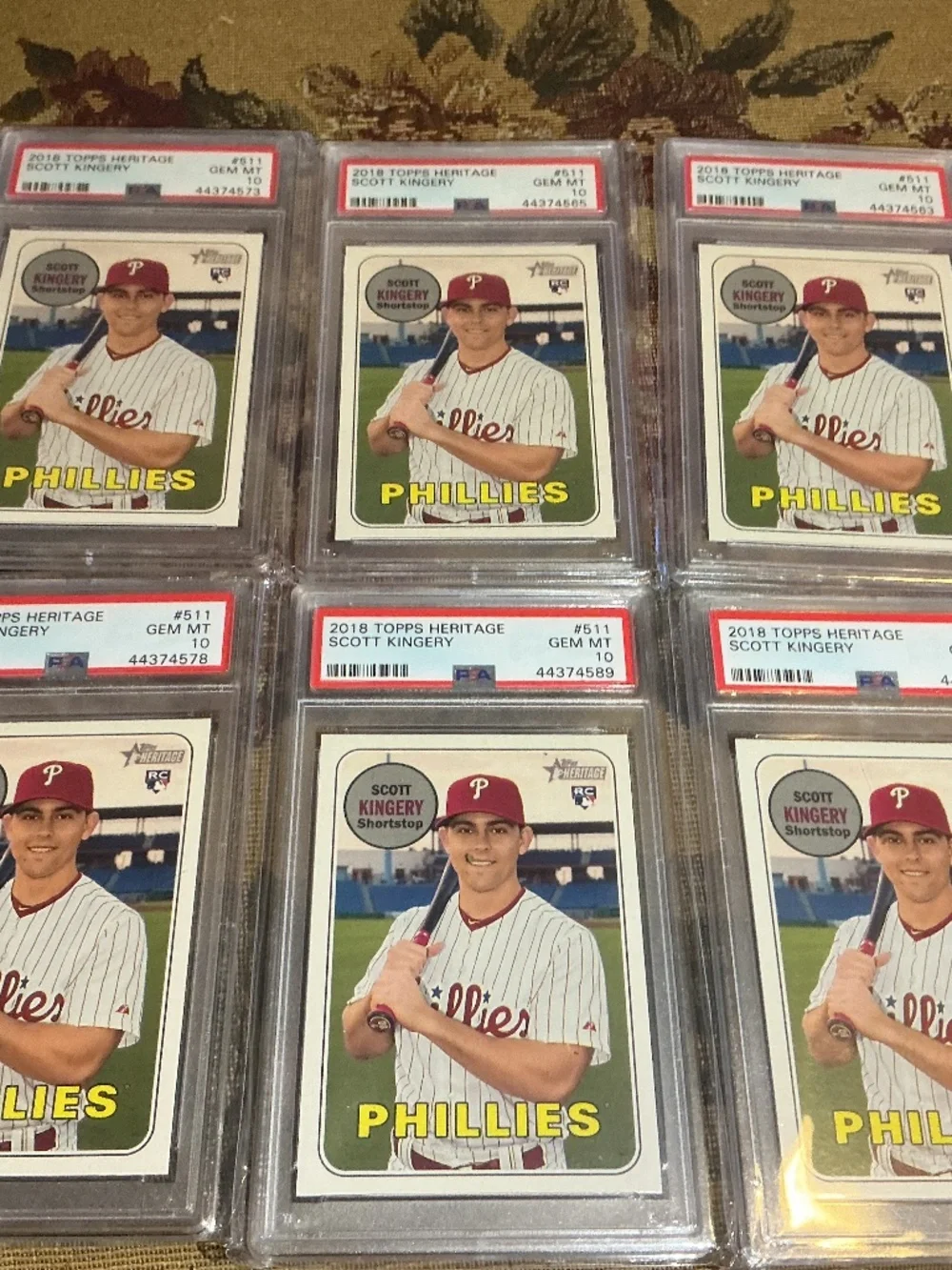 1 Scott Kingery 2018 Topps Heritage #511 rookie card Graded PSA 10